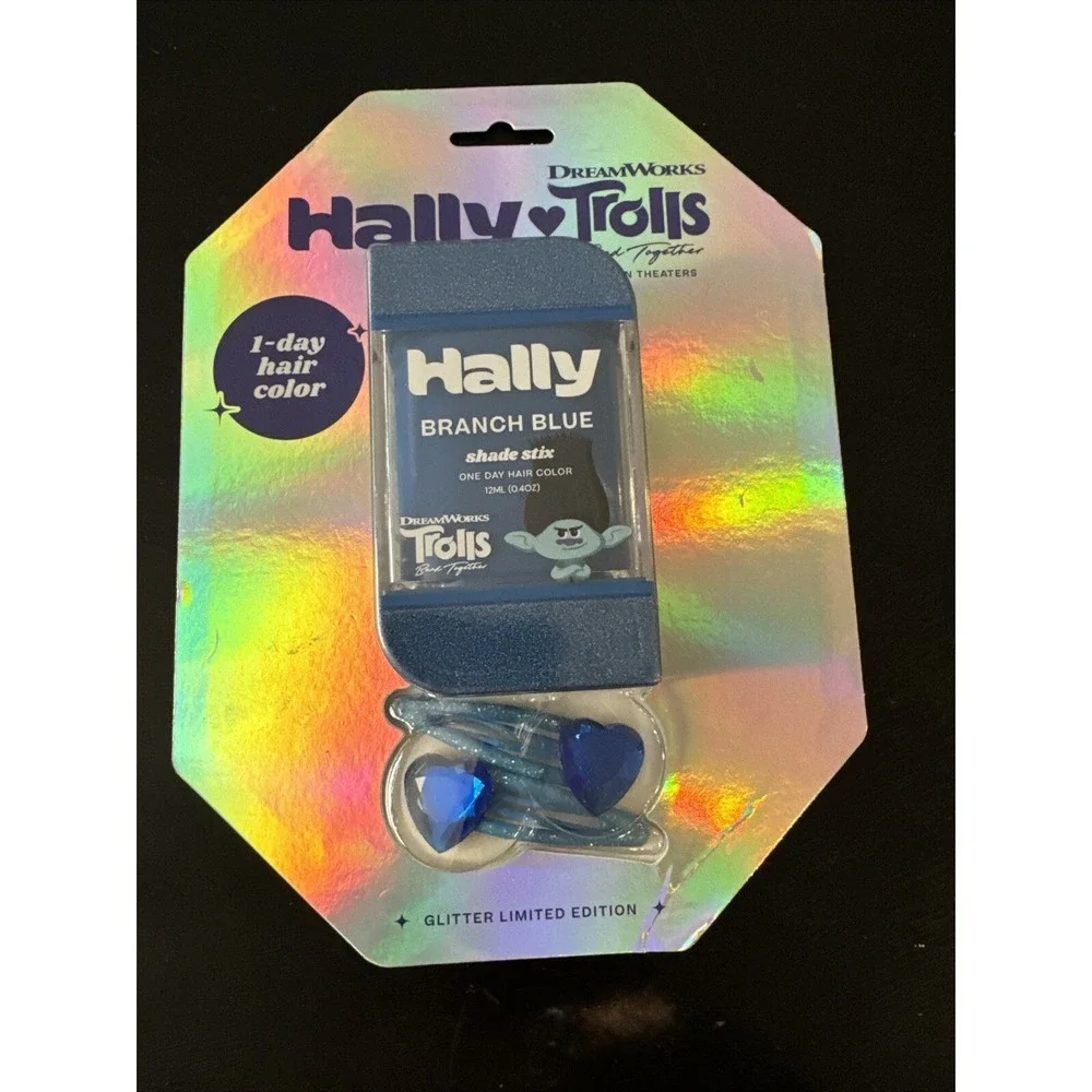 Trolls Branch blue Glitter 1-Day Temporary Hair Color Stick‎ Kids Clips